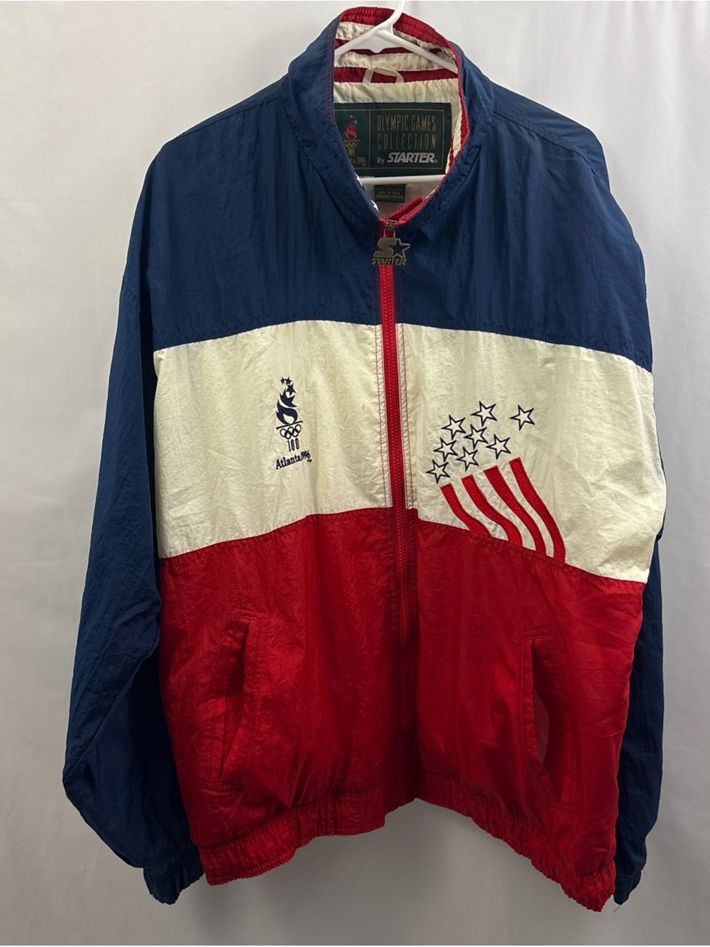 Starter Olympic Games Atlanta 1996 Windbreaker Mens XL USA Full Zip Jacket Vtg - Picture 2 of 15